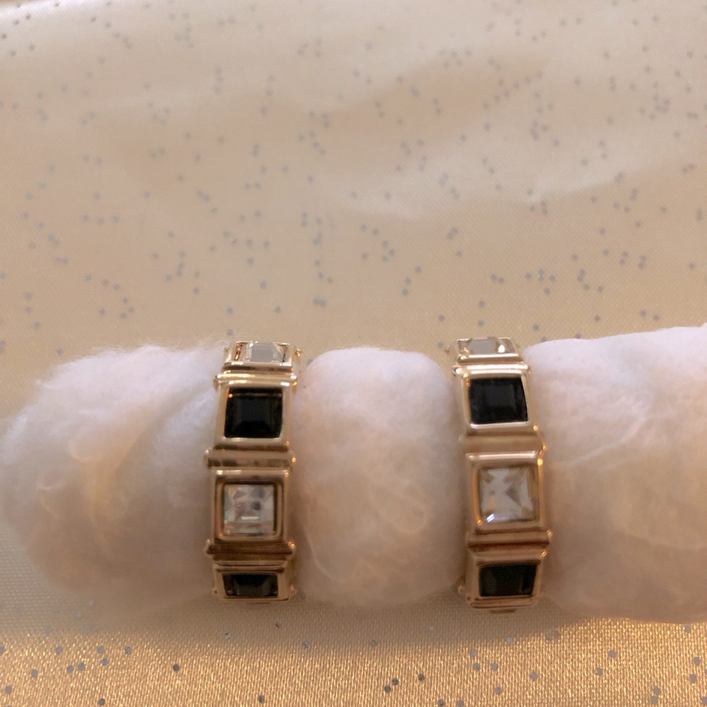 Onyx and cubic zirconia earrings